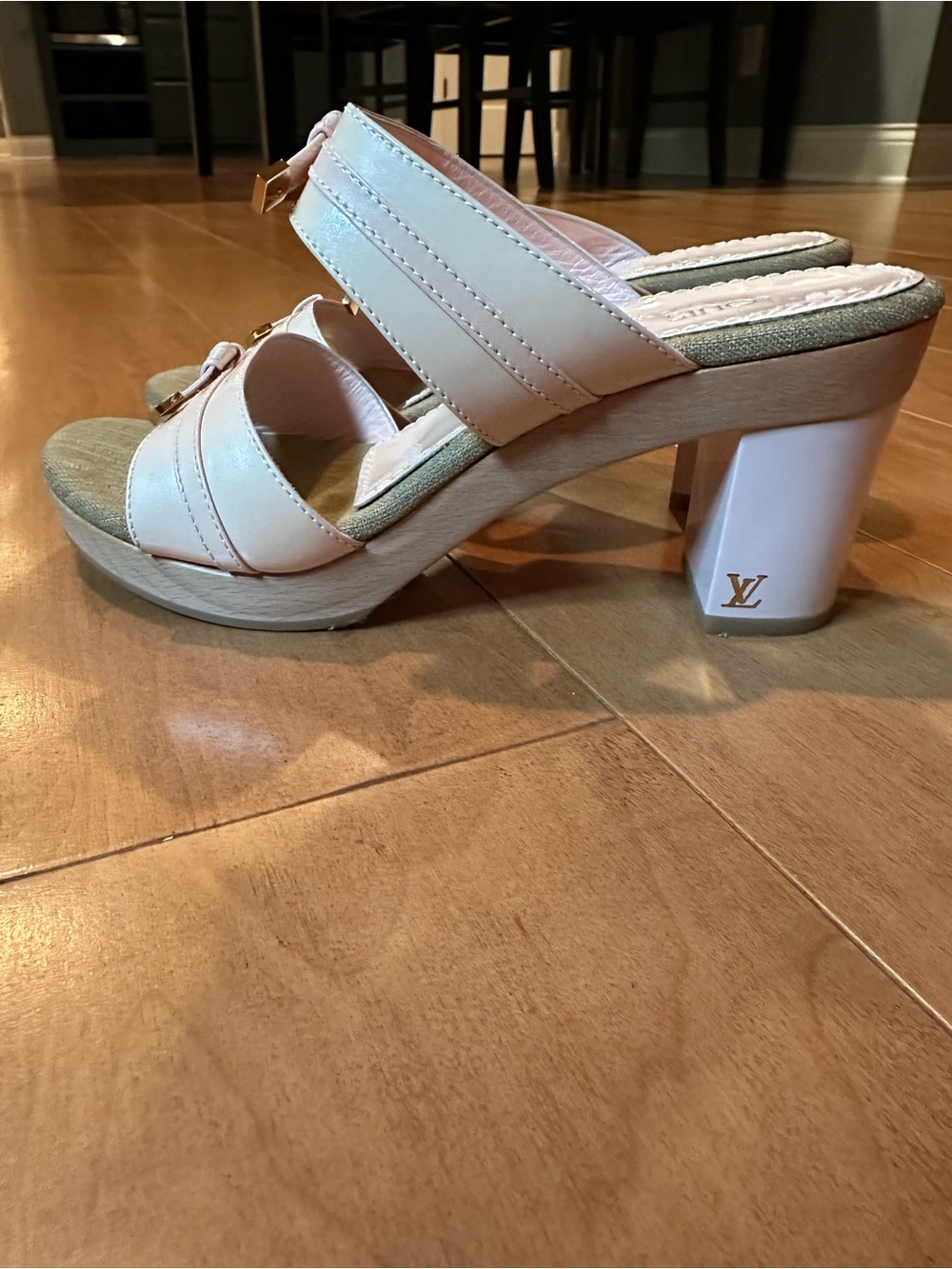 Louis Vuitton Pink Opalescent Block Heel Sandals - Picture 4 of 5